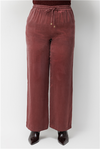 Ekol Beli Lastikli Bol Paça Pantolon Bordo