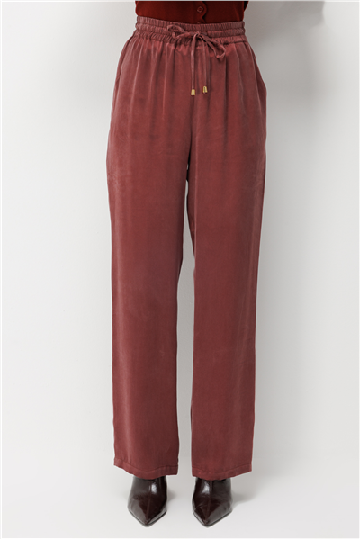 Ekol Beli Lastikli Bol Paça Pantolon BORDO