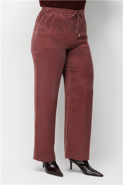Ekol Beli Lastikli Bol Paça Pantolon Bordo