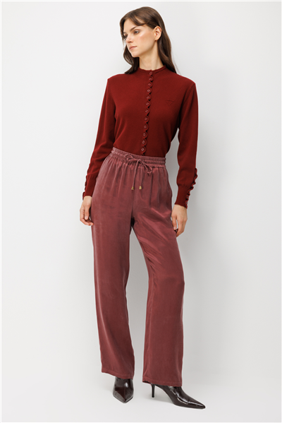 Ekol Beli Lastikli Bol Paça Pantolon BORDO
