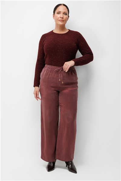 Ekol Beli Lastikli Bol Paça Pantolon Bordo