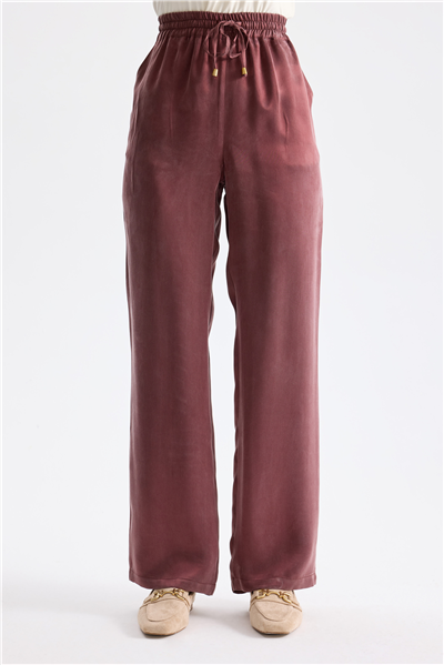 Ekol Beli Lastikli Bol Paça Pantolon Bordo
