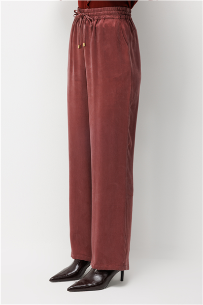 Ekol Beli Lastikli Bol Paça Pantolon BORDO
