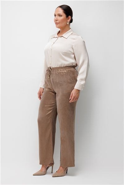 Ekol Beli Lastikli Bol Paça Pantolon Gold
