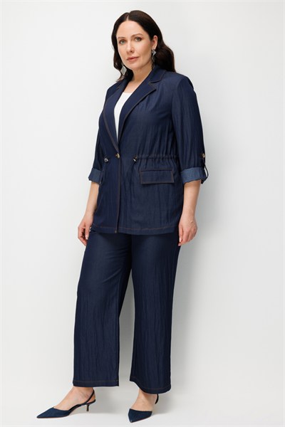 Ekol Beli Lastikli Bol Paça Pantolon INDIGO