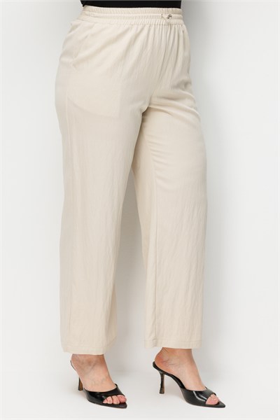 Ekol Beli Lastikli Bol Paça Pantolon KUM