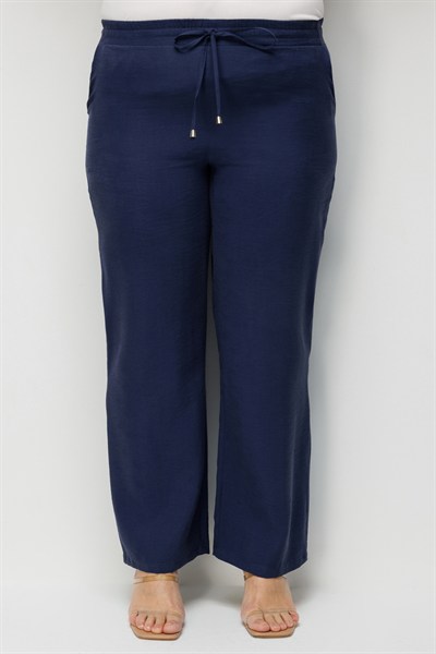 Ekol Beli Lastikli Bol Paça Pantolon LACIVERT