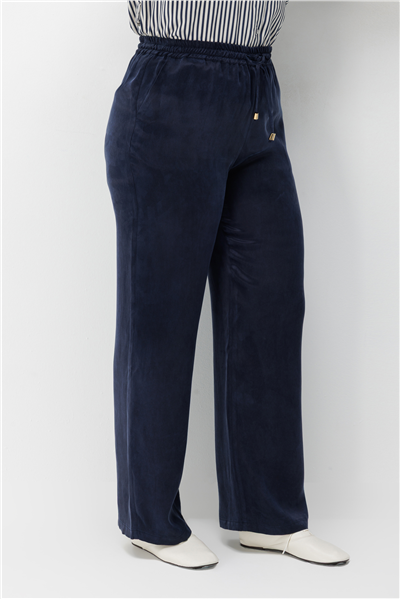 Ekol Beli Lastikli Bol Paça Pantolon Lacivert