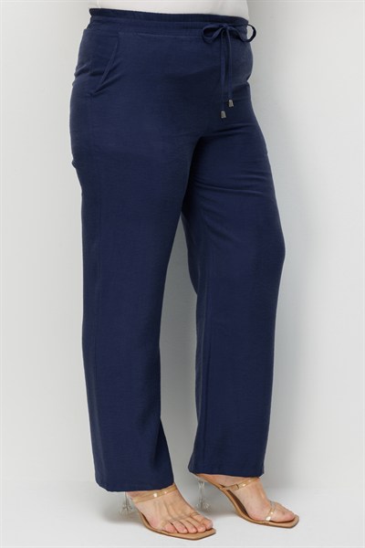 Ekol Beli Lastikli Bol Paça Pantolon LACIVERT