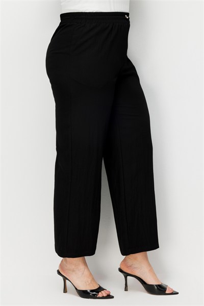 Ekol Beli Lastikli Bol Paça Pantolon SIYAH