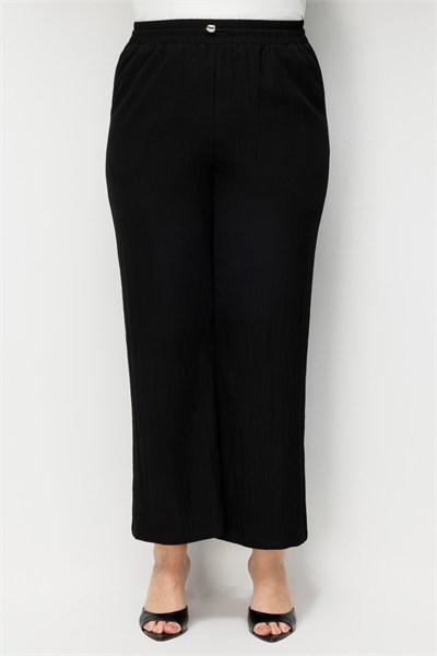 Ekol Beli Lastikli Bol Paça Pantolon SIYAH