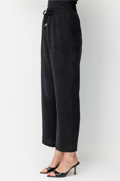 Ekol Beli Lastikli Bol Paça Pantolon SIYAH