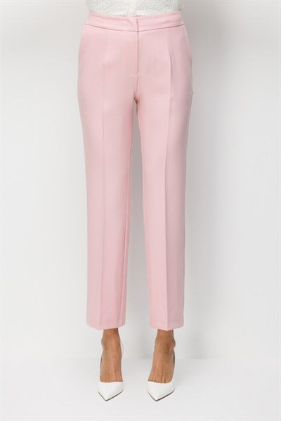 Ekol Beli Lastikli Boru Paça Pantolon PEMBE
