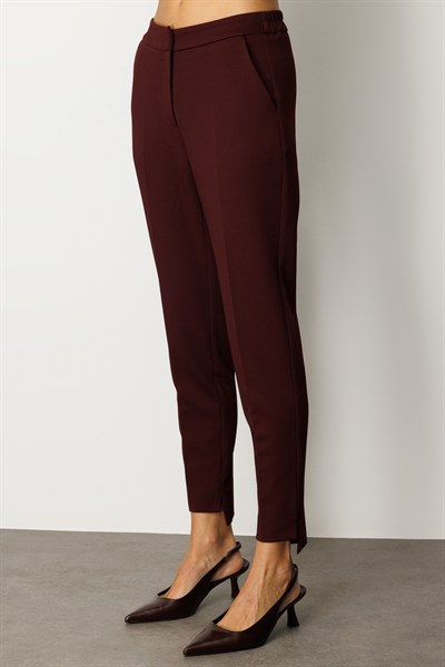 Ekol Beli Lastikli Dar Paça Pantolon BORDO