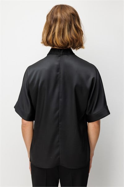 Ekol Drape Detaylı Kısa Kollu Bluz SIYAH
