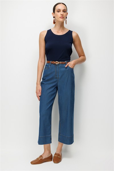 Ekol Kemerli Kısa Paça Pantolon INDIGO