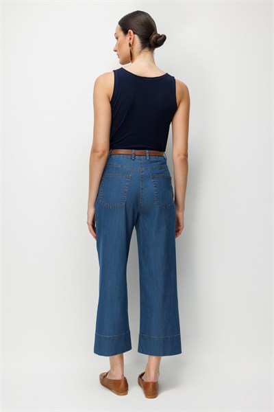 Ekol Kemerli Kısa Paça Pantolon INDIGO