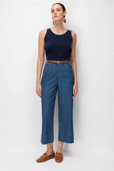 Ekol Kemerli Kısa Paça Pantolon INDIGO