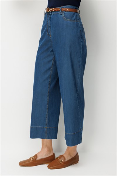 Ekol Kemerli Kısa Paça Pantolon INDIGO
