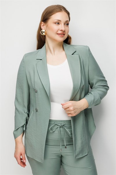 Ekol Kolları Büzgülü Yan Cepli Ceket MINT