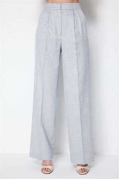 Ekol Pileli Bol Paça Pantolon BLUE