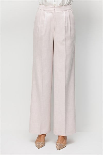 Ekol Pileli Bol Paça Pantolon PEMBE