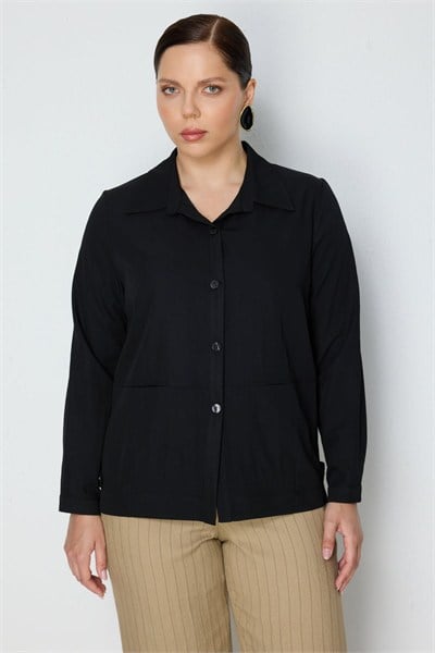 Ekol Torba Cepli Polo Yaka Gömlek BLACK