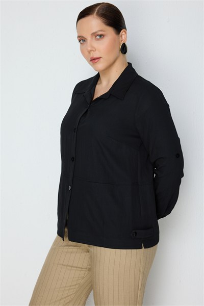 Ekol Torba Cepli Polo Yaka Gömlek BLACK