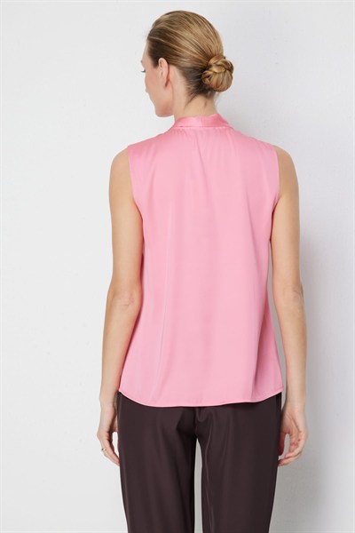 Ekol V Yaka Kolsuz Bluz PINK