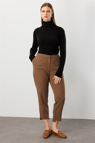 Ekol Yüksek Bel Dar Paça Pantolon CAMEL