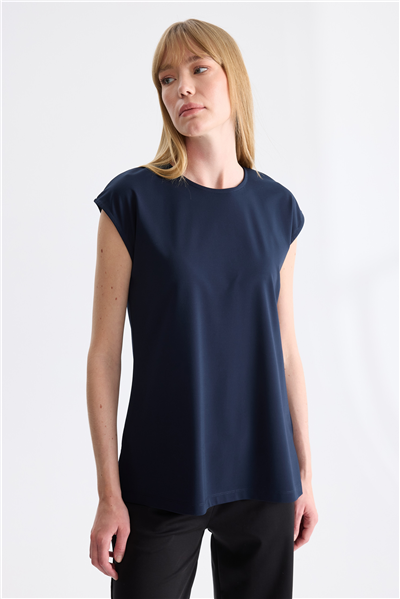 On Sıfır Yaka Basic Tunik Lacivert