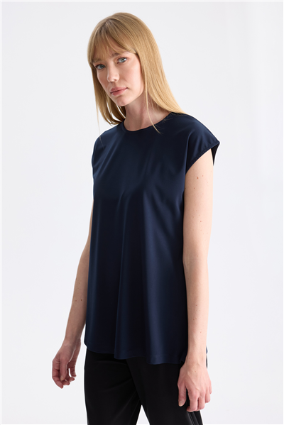 On Sıfır Yaka Basic Tunik Lacivert