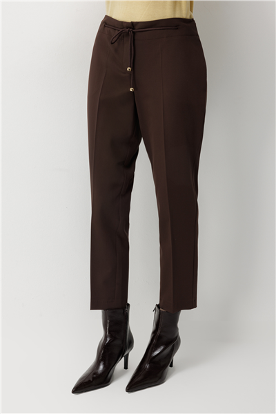 Mi Beli Bağcıklı Boru Paça Pantolon Kahve