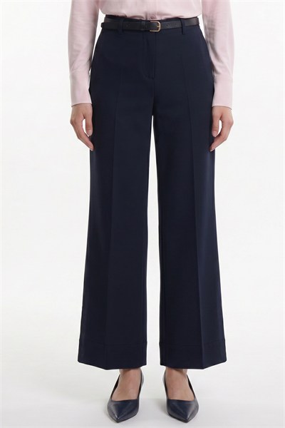 Mi Beli Kemerli Duble Paça Pantolon LACIVERT