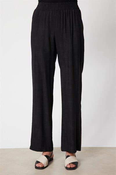 Mi Beli Lastikli Bol Paça Pantolon SIYAH