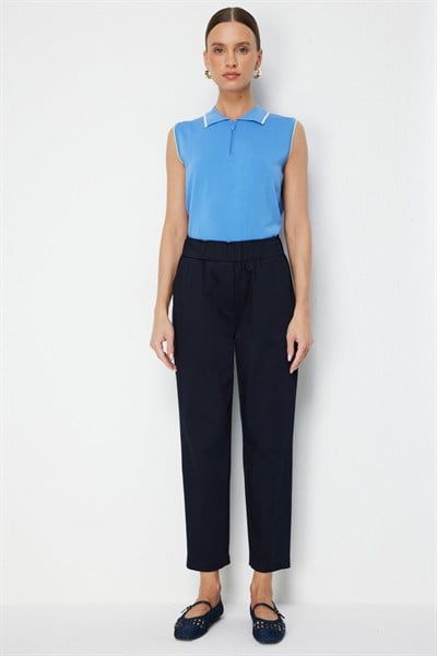 Mi Beli Lastikli Boru Paça Pantolon LACIVERT