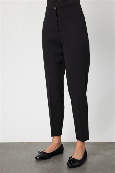 Mi Beli Lastikli Boru Paça Pantolon Siyah