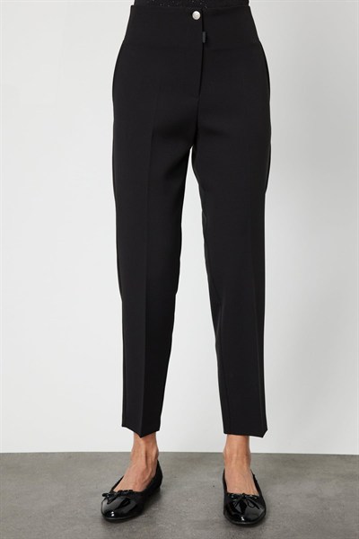 Mi Beli Lastikli Boru Paça Pantolon Siyah