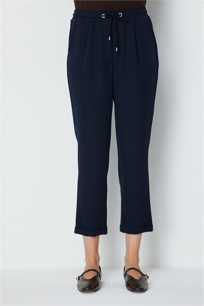 Mi Beli Lastikli Duble Paça Pantolon LACIVERT