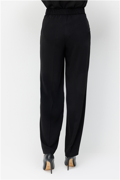 Mi Beli Lastikli Düğmeli Pantolon Siyah