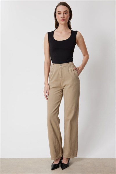 Mi Beli Lastikli Geniş Paça Kot Pantolon TAS