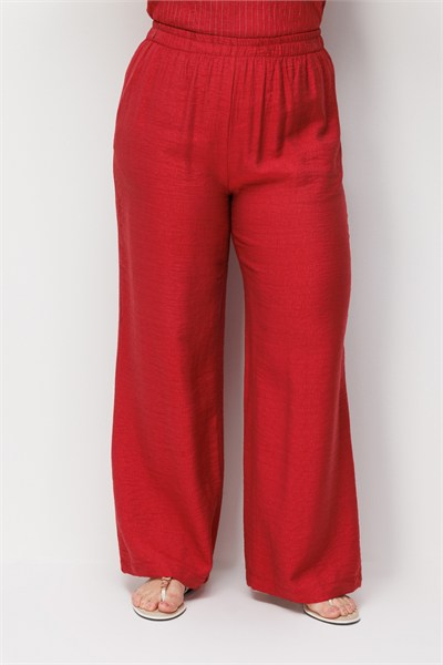 Mi Beli Lastikli Keten Pantolon BORDO