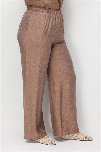 Mi Beli Lastikli Keten Pantolon VIZON