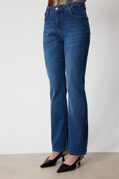 Mi Beş Cep İspanyol Paça Kot Pantolon INDIGO