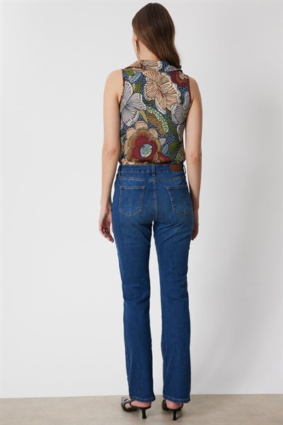 Mi Beş Cep İspanyol Paça Kot Pantolon INDIGO