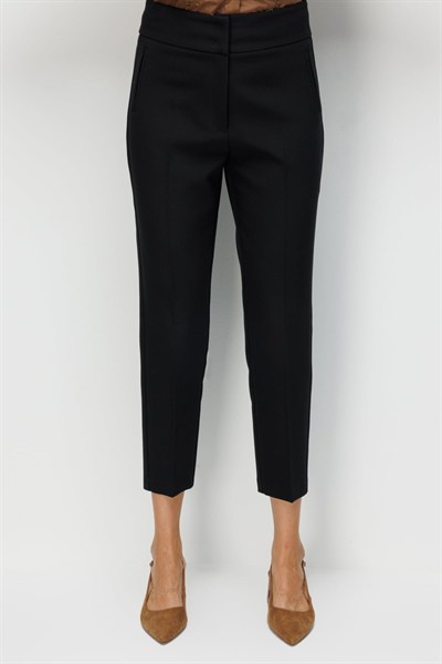 Mi Kalın Bel Boru Paça Pantolon SIYAH