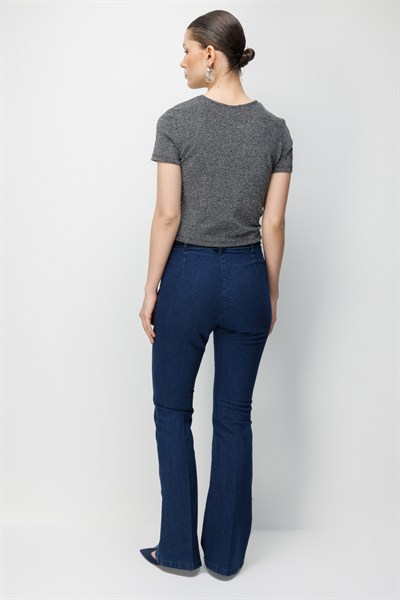 Mi Kristal Kemerli Kot Pantolon INDIGO