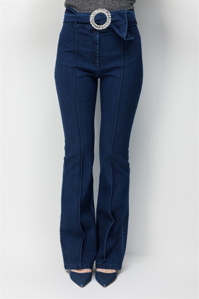 Mi Kristal Kemerli Kot Pantolon INDIGO