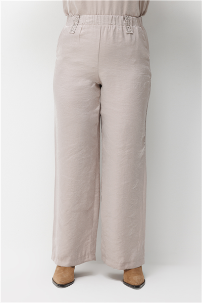 Mi Taş Yapıştırmalı Bol Paça Pantolon Taş