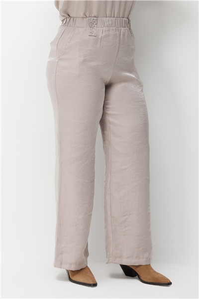 Mi Taş Yapıştırmalı Bol Paça Pantolon Taş